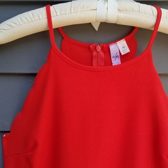 Alya Red Scallop Dress with Spagetti Straps size Medium - Picture 7 of 9